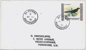 birds POSTAL HISTORY  cover  -  MONSERRAT 1971:  ST PETER