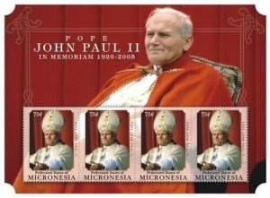 Micronesia 2010 - Pope John Paul ll - Sheet of 4 Stamps - Scott #864 - MNH