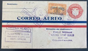 1929 Colon Canal Zone First Flight Airmail FFCCover To Cartagena Colombia