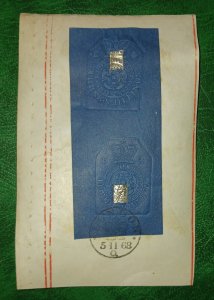 GB Embossed 1868 Document Revenue QV Royal Cypher 6sh Vellum