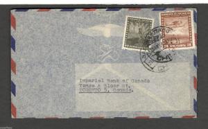 1948 Chile airmail cover Santiago - Toronto SC#C98 & #C101  Bank of London VF