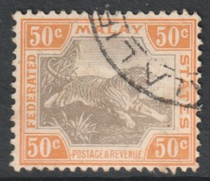 Malaya FMS Federated States Scott 33 - SG47c, 1904 Leaping Tiger 50c used