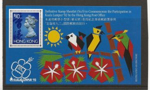 Hong Kong 1992 Kuala Lumpur  miniature sheet sg.MS723  MNH