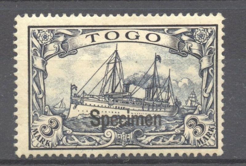 Togo 1900 Yacht 3 Mark. SPECIMEN overprint, mint, hinged