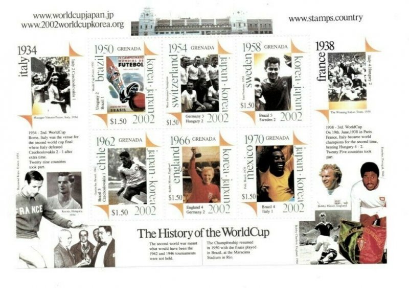 Grenada - 2001 - Soccer - Sheet Of 6 - MNH