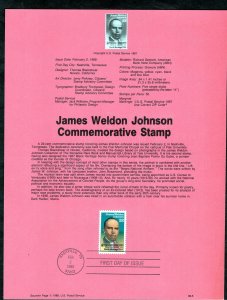 SP824 James Waldon Johnson, Souvenir Page FDC (#2371)
