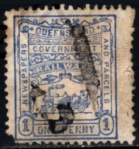 1901 Queensland Government One Penny Newspapers And Railways Parcel Stamp