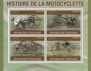 Motorcycle History Souvenir Sheet of 4 Stamps Mint NH