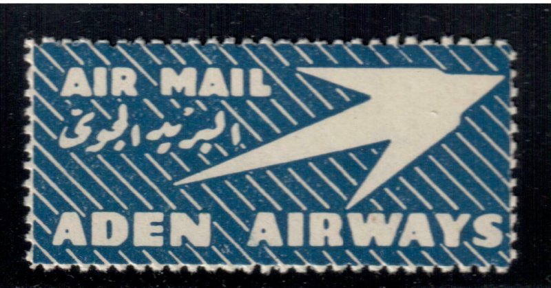 Aden Airways Air Mail Label , Etiquette , VF OG NH - I Combine S/H