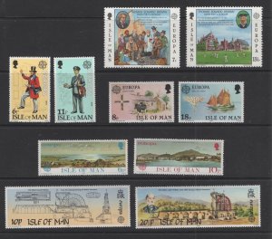 Isle of Man - 5 VFMNH Europa sets, 1977-83 era CV $3.65