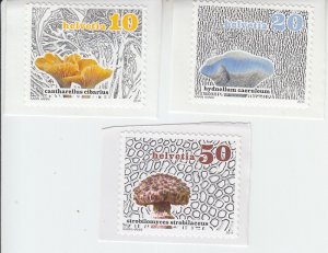 2014 Switzerland Mushrooms (3) (Scott 1515, 1517-18) MNH