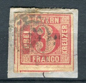 GERMANY BAVARIA; 1850s early classic Imperf 3k. value on POSTMARK PIECE