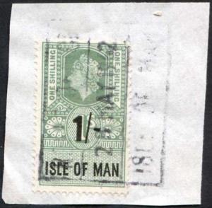 Isle of Man QEII 1/- Key Plate Type Revenue CDS on Piece