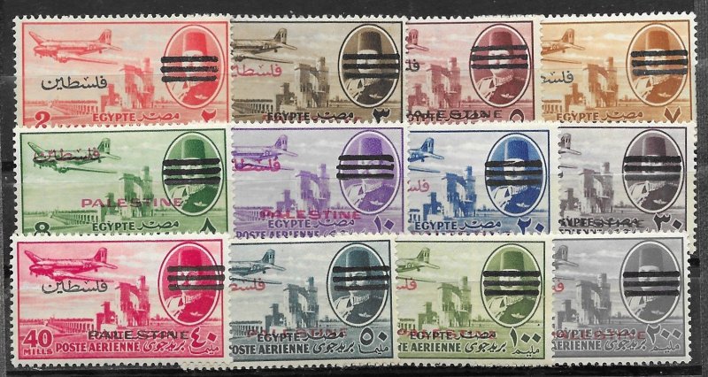 Egypt-Palestine # NC13-24 Farouk 3 Bar Overprints (12) Unused VLH