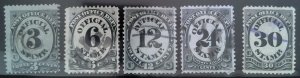 Scott #O49,O50,O52,O54&O55 - Used - Official Post Office Lot - 1873