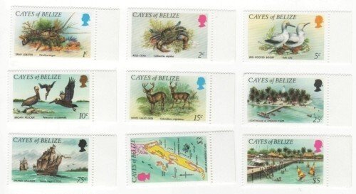 Cayes of Belize 1984 - Animals - Set of 9 Definitive Stamps - Scott #1-9 - MNH