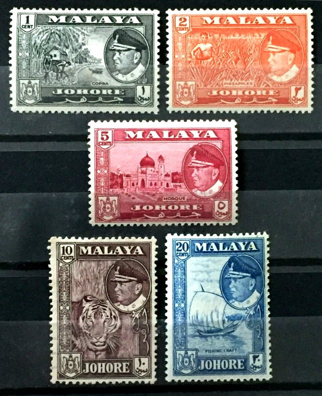 MALAYA 1960 JOHOR Sultan Ismail Definitive Stamps 5V Mint M4697