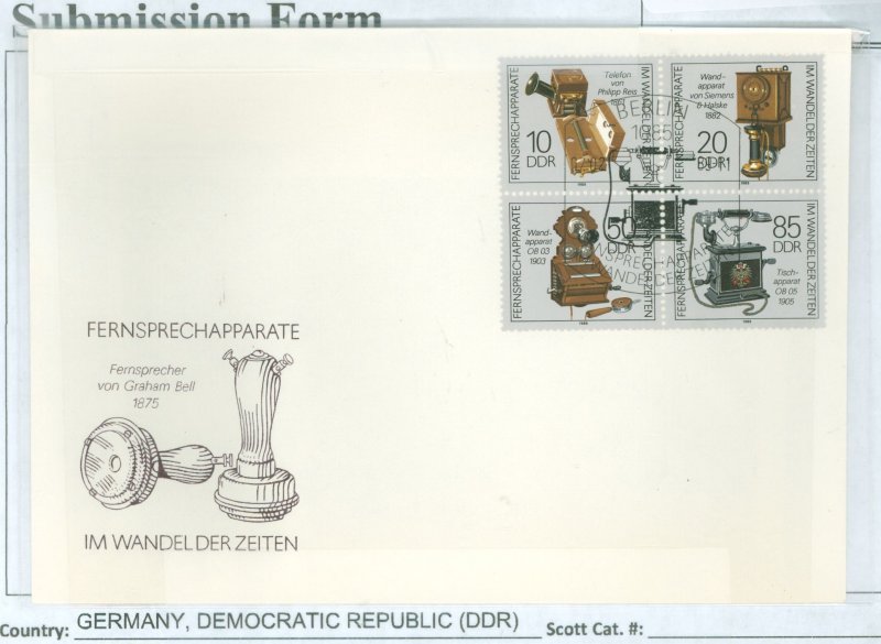 German Democratic Republic (DDR)  1989 Telefon, Graham Bell 1875, FDS - 4 Stamps, Old Phones