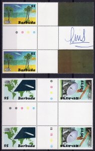 Barbuda 1986 Sc#790/791/793 Halley's Comet-Space 2 CROSS BLOCKS FINAL SIGNATURE