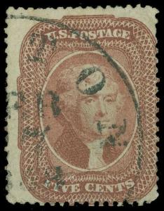 Scott #28 Used, Red Brown, Small Faults, Comes w Certificate As Shown SCV $1200