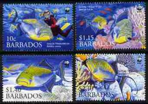 BARBADOS - 2006 - Endangered Species, Triggerfish - Perf 4v Set - M N H