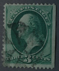 United States #136A 3 Cent Washington Grill 8.5 x 10 Geometric Cancel Used