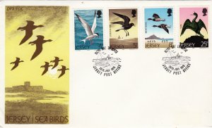 Jersey 1975 Sea Birds,  set of 4 on FDC