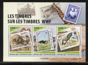 CENTRAL AFRICA 2023 STAMP ON STAMPS WWF SHEET MINT NH