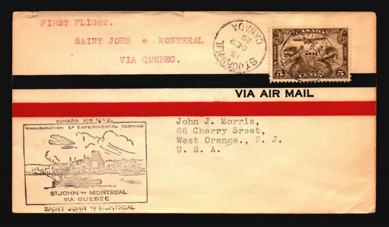 Canada 1929 FFC - St John to Montreal - Z16686