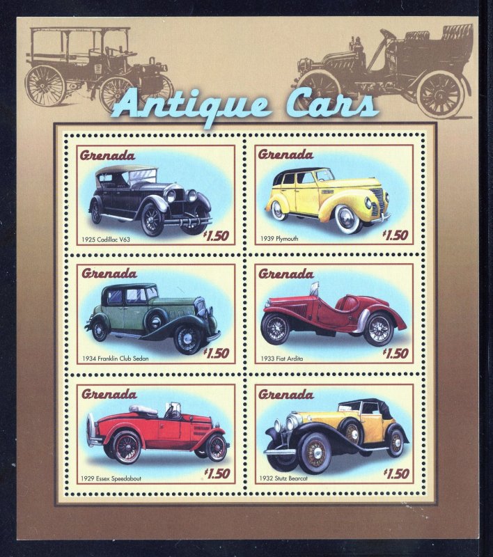 Grenada 2990 MNH  Antique Cars Souvenir Sheet from 2000.