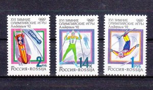 Russia, Scott cat. 6056-6058. Albertville Winter Olympics issue.