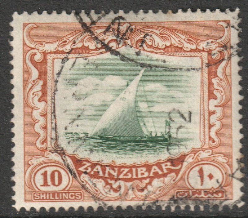 Zanzibar Scott 213 - SG322, 1936 Sultan 10/- used