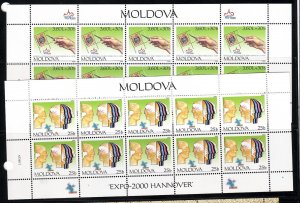 MOLDOVA Sc 356-7 NH issue of 2000 - STAMPS-ON-STAMPS 