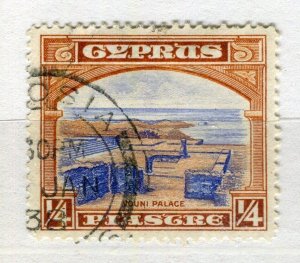 CYPRUS; 1934 early GV Pictorial issue fine used 1/4Pi. value