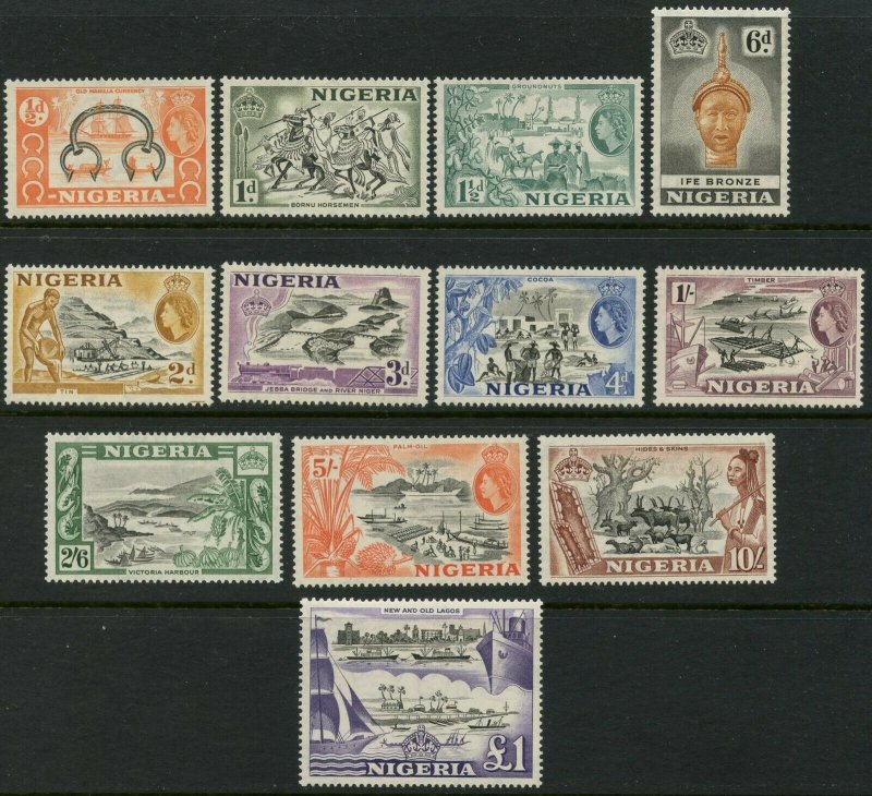 NIGERIA Sc#80-91 SG#69/80 1953 QEII Definitive Set Complete OG Mint LH