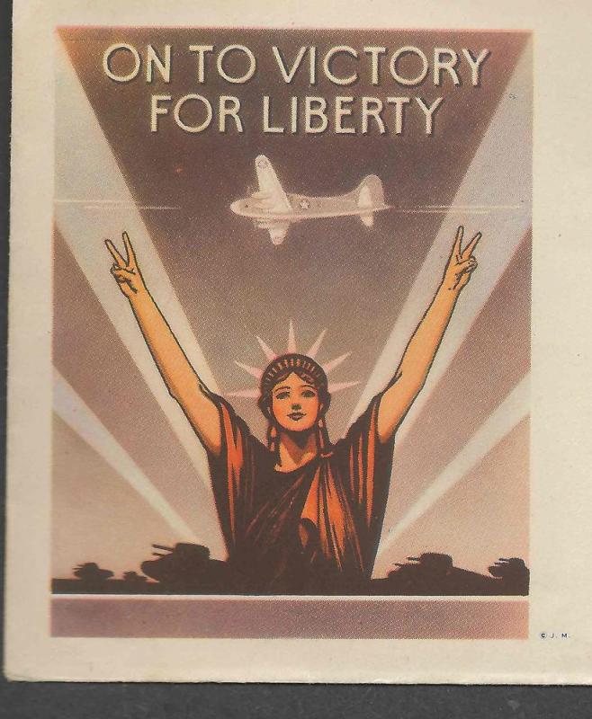 1943 WW2 Patriotic Cover \ON TO VICTORY FOR LIBERTY\