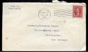 1937 Creelman Man. 3c Mufti to NEW ZEALAND surface rate cover Canada