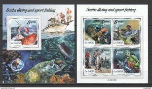 2015 Sierra Leone Fish & Marine Life Scuba Diving Fishing Kb+Bl ** Stamps St523