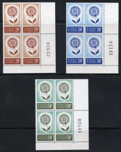 CYPRUS EUROPA 1964 SCOTT#264/66 CORNER PLATE # BLOCKS MINT NH--SCOTT $130.00