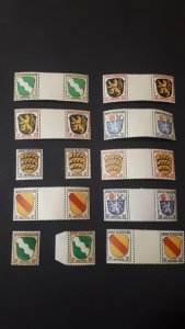 French Zone 1945.. - Coat of arms ** 2x MNH complete set in pairs (some gutter)