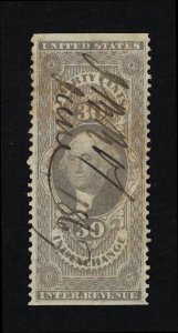 GENUINE SCOTT #R52b 1862-71 F-VF LILAC 1ST ISSUE REVENUE INLAND EXCHANGE #18573