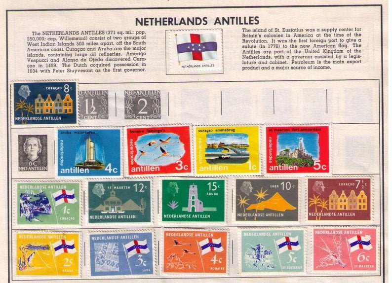 Netherlands Antilles 15 ea (CURACAO) 1958-1965 Scott 295-300 On Mint Harris Page