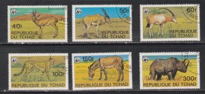 Chad # 367-372, WWF - Endangered Animals, Used, CTO, 1/3 Cat,.