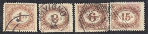 AUSTRIA  SCOTT #J22,24,27,30 USED   1894-95