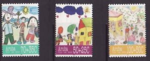 Aruba-Sc#B40-2- id5-unused NH semi-postal set-Children's Drawings-1995-