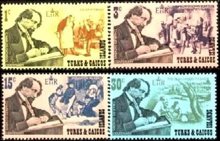 Charles Dickens, Writer, Turks & Caicos Islds stamp SC#205-208 MNH set