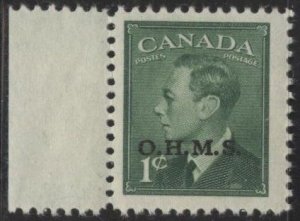 Canada O12 (mnh) 1c George VI, green, ovptd “O.H.M.S.” (1950)