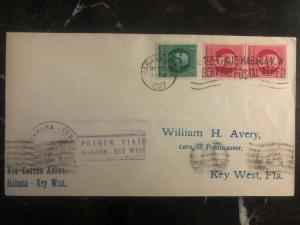 1927 Habana Cuba First Flight airmail cover FFC to Key West FL USA FAM 4 imperf