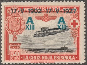 Spain, Scott#B58,  mint, hinged,  semi postal, air plane, 50 cts