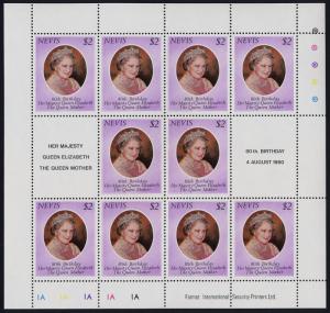 Nevis 113 Sheet 1A MNH Queen Mother 80th Birthday